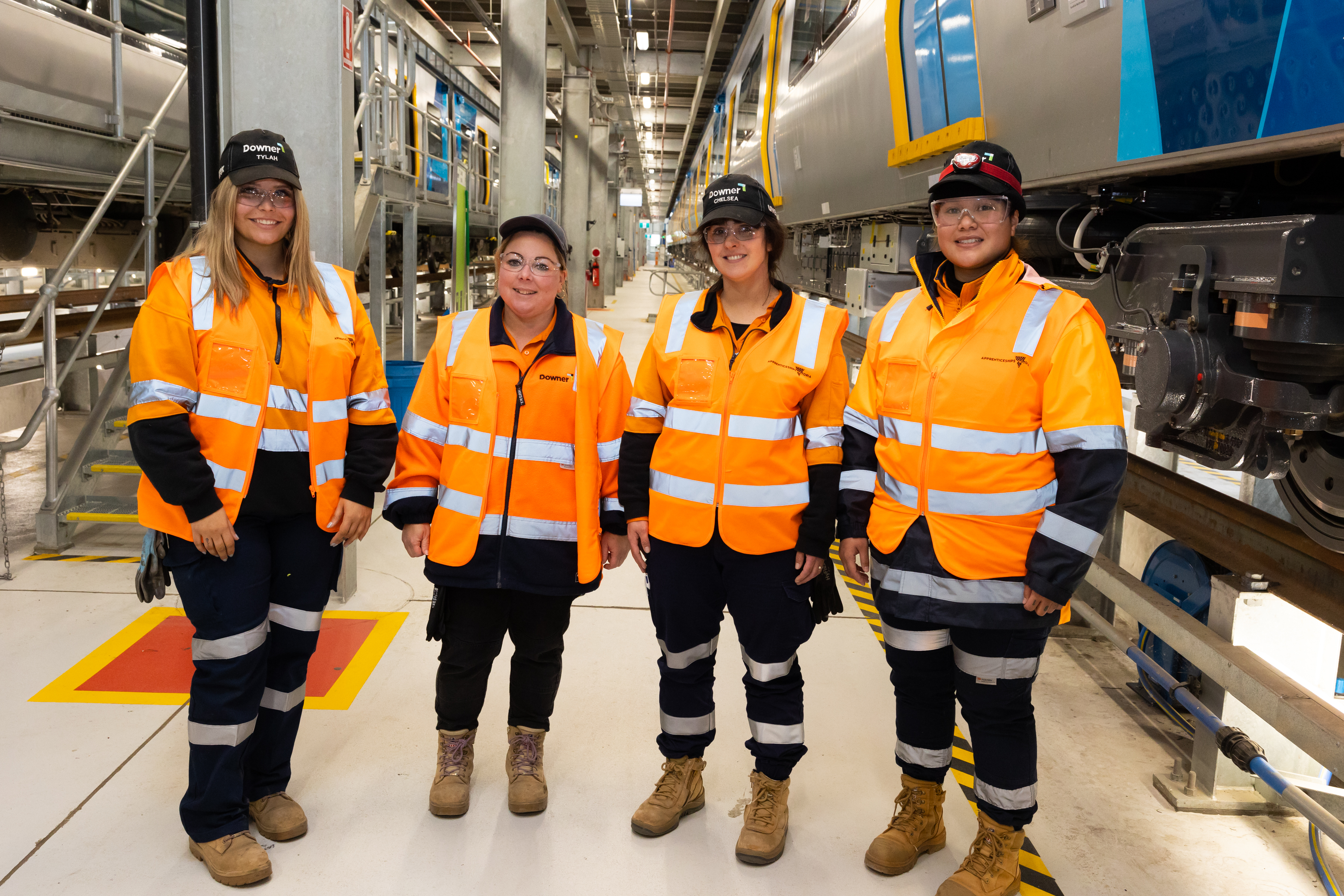 Young female workers at Downers rail manufacturing plant.