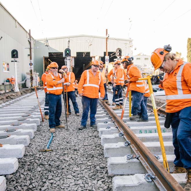 Railway track workers 