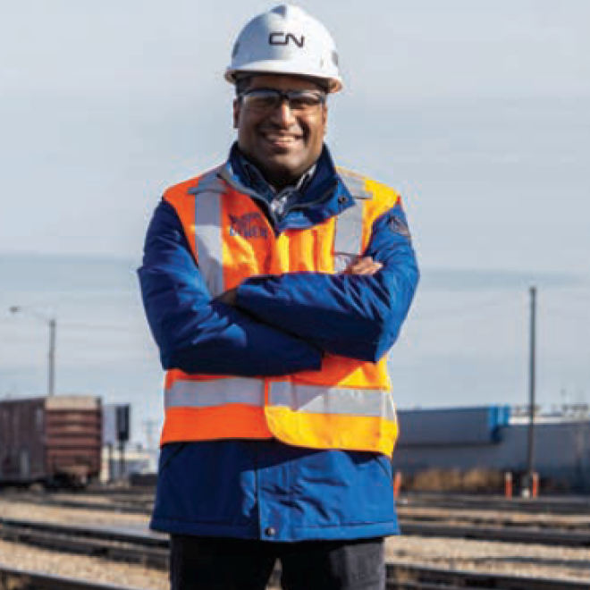 Rail access planner standing on railway track